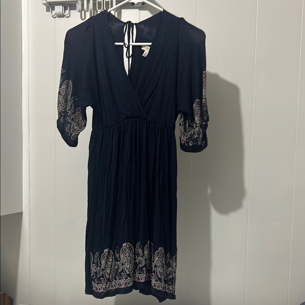 Monteau Blue Puff Sleeve V-Neck Sundress